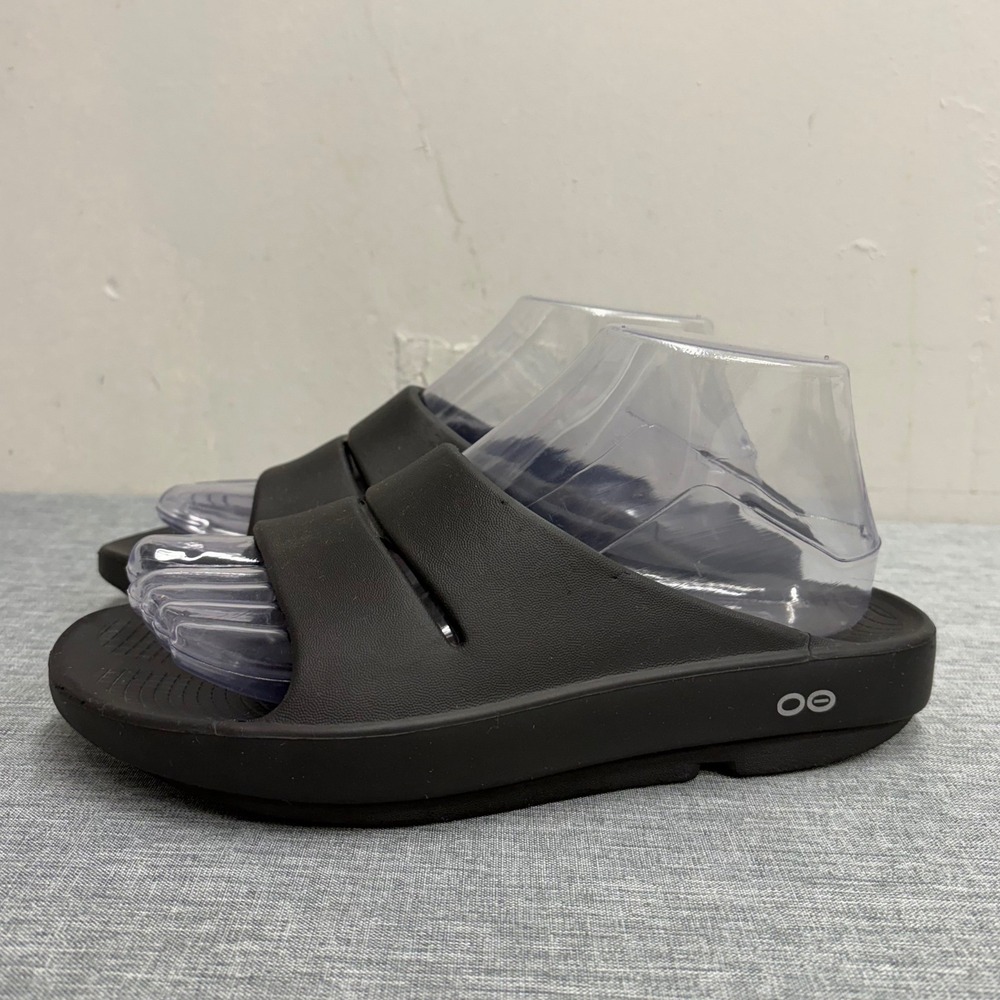Oofos Ooahh Slide Sandals Women 7 Black Recovery Shoes OOfoam Comfort V47